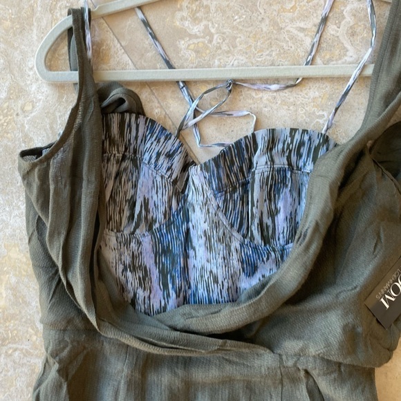NWT Addison the Label Olive Green Silk Cocktail Dress with built in bustier - S - Picture 9 of 12